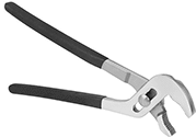 Image of Product. Side1 orientation. Adjustable Pliers. Nonmarring Adjustable Pliers, Brass Curved Jaw, Cushion Grip.