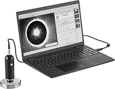 Image of ProductInUse. Shown with Software (Computer Not Included). Front orientation. Hardness Testers. Brinell Hardness Testing Digital Scopes.