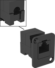 Image of Product. Front orientation. Contains Inset. RJ45 Connectors. Panel-Mount RJ45 Connectors, Unshielded.