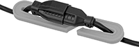 Image of ProductInUse. Front orientation. Electrical Cord Locks. Extension Cord Locks, Hook Closure.