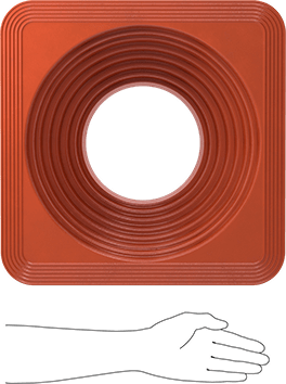 Image of Product. Side1 orientation. Contains SizingReference. Pipe Flashing, for Corrugated-Metal Roofs, 7 to 13" OD, Silicone Cap.