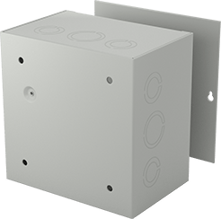 Image of Product. Back orientation. Indoor Enclosure, with Lift-Off Cover and Knockouts, 6" x 6" x 4".
