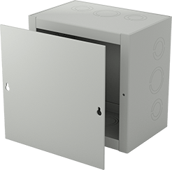 Image of Product. Front orientation. Indoor Enclosure, with Lift-Off Cover and Knockouts, 6" x 6" x 4".
