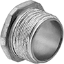 Image of Product. Threaded x Flanged. Front orientation. Conduit and Fittings. Medium-Wall (IMC) and Thick-Wall (RMC) Metal Conduit and Fittings, Connector Fitting, Straight, Threaded Conduit Connection × Flanged Knockout Connection.