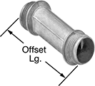 Image of Product. Threaded Connection. Front orientation. Contains Annotated. Conduit and Fittings. Medium-Wall (IMC) and Thick-Wall (RMC) Metal Conduit and Fittings, Offset Elbow, Connector Fitting, Threaded Conduit or Threaded Knockout Connection.