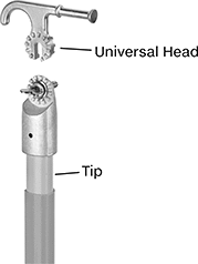 Image of Specification. Front orientation. Contains Annotated. Hot Sticks. Adjustable-Length Hot Sticks.