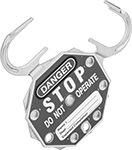 Image of Product. Style A. Front orientation. Lockouts. Lockout Hasps with Label, Lockout Hasp, Style A.
