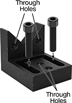 Image of System. Front orientation. Contains Annotated. V-Blocks. Precise-Positioning V-Blocks for Grid Fixtures, Flange Mount with Straight Mounting Holes.