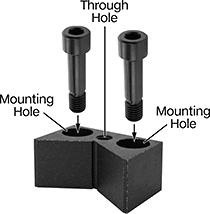 Image of System. Top orientation. Contains Annotated. V-Blocks. Precise-Positioning V-Blocks for Grid Fixtures, Horizontal Mount with Counterbored Mounting Holes.