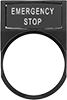 Image of Product. Style J. Front orientation. Legend Plates. Plastic Legend Plates for Emergency Stop Switches, Legend Plates with Insert, Style J.