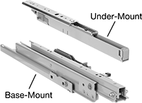 Image of Product. Front orientation. Contains Annotated. Drawer Slides. Soft-Closing Heavy Duty Base- and Under-Mount Drawer Slides.
