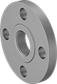 Image of Product. Raised Surface on Back. Back orientation. Pipe and Fittings. Low-Pressure Galvanized Iron and Steel Threaded Pipe Flanges, Flanges, Threaded Fitting Connection, Female, Flanged Fitting Connection, Raised Surface.