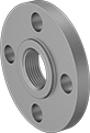 Image of Product. Front. Front orientation. Pipe and Fittings. Low-Pressure Galvanized Iron and Steel Threaded Pipe Flanges, Flanges, Threaded Fitting Connection, Female, Flanged Fitting Connection, Raised Surface.