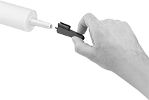 Image of ProductInUse. Cartridge Sealer Application. Front orientation. Cartridge Sealing Caps.