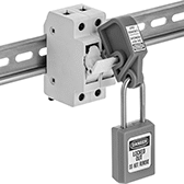 Image of ProductInUse. Style A (Padlock Not Included). Front orientation. Lockouts. Fuse Block Lockouts, Lockout Cover, Style A.