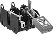 Image of ProductInUse. Style B (Padlock Not Included). Front orientation. Lockouts. Fuse Block Lockouts, Lockout Cover, Style B.