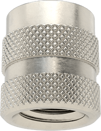 Image of Product. Bottom orientation. Mold-in Inserts for Plastic, Open End, 18-8 Stainless Steel, M6 x 1 mm Thread Size.