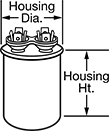 Image of Attribute. Front orientation. Contains Annotated. For Motor Running, Round Capacitors.