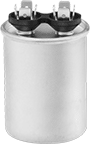 Image of Product. Front orientation. Capacitors. Motor Running, Round Capacitors.