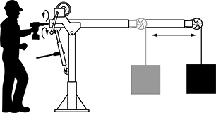 Image of ProductInUse. Adjust Arm Length with Power Drill or Handle (Drill Not Included). Side1 orientation. Contains Annotated. Cranes. Telescoping Hand-Winch Cranes .