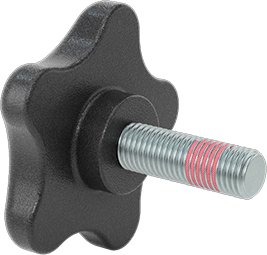 Image of Product. Back orientation. Vibration-Resistant Knob, Five Arm Grip, 57 mm Head Diameter, M10 Threaded Stud.