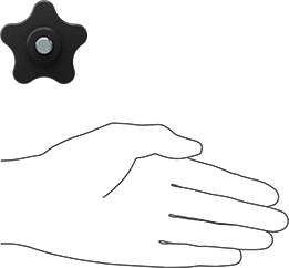 Image of Product. Side1 orientation. Contains SizingReference. Vibration-Resistant Knob, Five Arm Grip, 57 mm Head Diameter, M10 Threaded Stud.