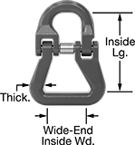 Image of Attribute. Front orientation. Contains Annotated. Chain Connecting Links. Removable Triangle-Shaped Chain Connecting Links—For Lifting.
