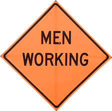 Image of Product. Front orientation. Signs. Roll-Up Traffic Safety Signs, Men Working (English).