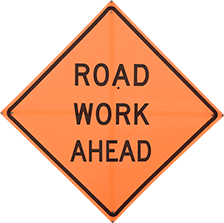 Image of Product. Front orientation. Signs. Roll-Up Traffic Safety Signs, Road Work Ahead (English).