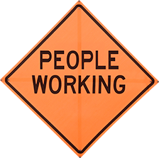 Image of Product. Front orientation. Signs. Roll-Up Traffic Safety Signs, People Working (English).