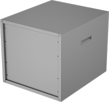 Image of System. Cabinet Shown with Back Panel. Back orientation. Electronics Cabinets.