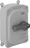 Image of Product. Switch with Polybutylene Housing, Lockout, and Power Indicator. Front orientation. Motor Switches. Washdown Enclosed Motor Switches, Polybutylene Housing with Lockout, Power Indicator.