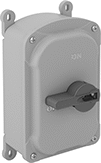 Image of Product. Switch with Polybutylene Housing and Lockout. Front orientation. Motor Switches. Washdown Enclosed Motor Switches, Polybutylene Housing with Lockout.