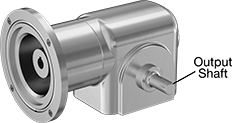 Image of Product. Reducer with Right-Side Output. Front orientation. Contains Annotated. Right Side. Sanitary Right-Angle Speed Reducers for Face-Mount AC Motors.