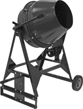 Image of Product. Front orientation. Rotating-Drum Mixers. Mobile Easy-Pour Rotating-Drum Mixers.
