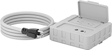 Image of Product. With Two Outlets. Bottom orientation. Total of 2 Outlets. GFCI Outlet Strips, Straight End.