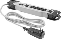 Image of Product. With Six Outlets. Front orientation. Total of 6 Outlets. GFCI Outlet Strips, 90° Elbow End.
