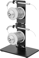 Image of ProductInUse. Extension Reel Installed on Steel Freestanding Holder. Front orientation. Solder Spool Holder Extension Reels.