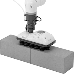 Image of ProductInUse. Shown with Robot Arm (Not Included). Front orientation. Vacuum Lifters. Robot-Ready Large-Area Vacuum Lifters , Lifters with Silicone Rubber Cups.