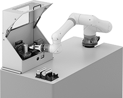 Image of ProductInUse. Machine-Tending Application. Front orientation. Pick-and-Place Grippers.