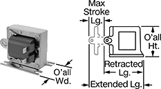 Image of Product. Pull Solenoid. Front orientation. Contains Annotated, MultipleImages. Solenoids. High-Force Linear Solenoids, Pull Force Direction.