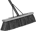 Image of Product. Broom with Angle Brace. Front orientation. Brooms. Chemical-Resistant Push Brooms for Rough Surfaces, Black Bristle, Wood Handle, Threaded Handle, Angle Brace.