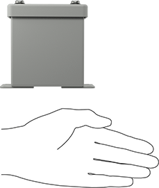 Image of Product. Side1 orientation. Contains SizingReference. Dust-Tight Enclosure for 22 mm Push-Button, with Lift-Off Cover, 1 Hole, 3-1/2" x 3-3/4".