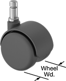 Image of Product. Swivel with Grip Ring, Plastic Hood, and Automatic Brake. Front orientation. Contains Annotated. Hard. Light Duty Furniture Friction-Grip Stem Casters with Nylon Wheels, Grip-Ring Stem, Swivel with Automatic Brake, Plastic Hood.