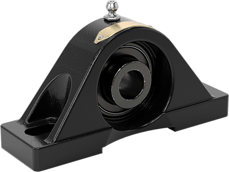 Image of Product. Back orientation. Mounted Steel Ball Bearing with Cast Iron Housing, for 5/8" Shaft Diameter, with Set Screw.