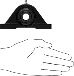 Image of Product. Side1 orientation. Contains SizingReference. Mounted Steel Ball Bearing with Cast Iron Housing, for 5/8" Shaft Diameter, with Set Screw.