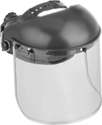 Image of Product. Front orientation. Face Shields. Face Shields, Ratchet Adjustment.