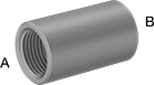 Image of Product. Female × Female. Front orientation. Contains Annotated. Pipe and Fittings. High-Pressure Galvanized Iron and Steel Threaded Pipe Fittings, Straight Reducers, Female, Threaded Fitting Connection.