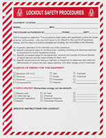 Image of Product. Lockout Procedure Template Forms. Front orientation. ZoomedIn view. Lockout Procedure Stations.