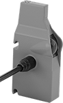 Image of Product. Direct Sensing Sensor with Cable Lead. Front orientation. IP67 Enclosure Rating. Roller-Conveyor-Mount Photoelectric Sensors , Conveyor On/Off Switch.